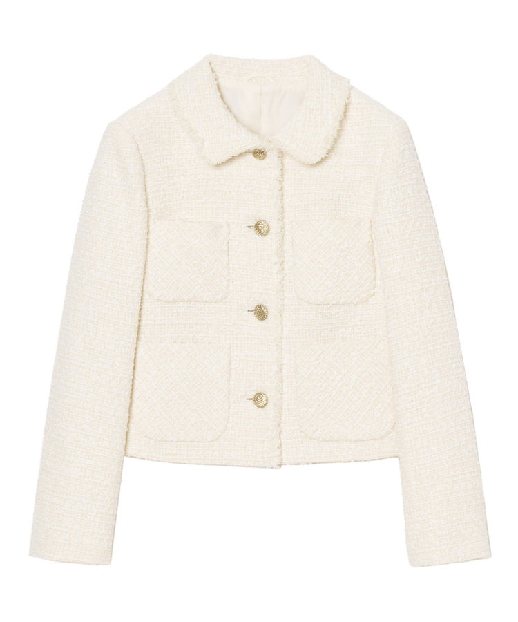 ANAYI 【セットアップ対応商品】フラッフィーツイードステンカラー ジャケット white (01)
