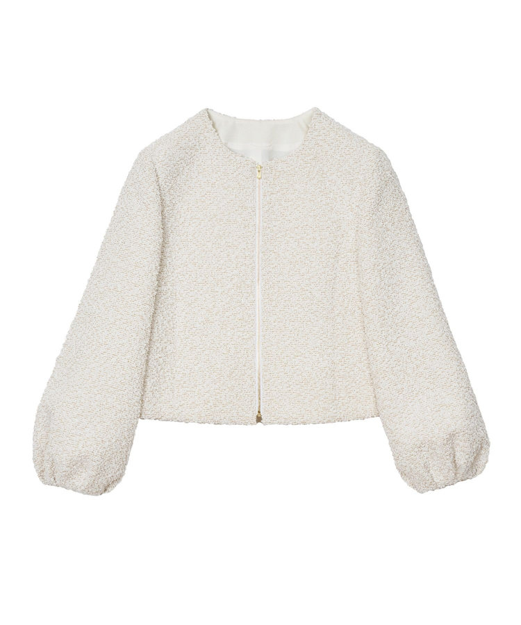 ANAYI 【セットアップ対応商品】ホワイトラメツイードパフ袖 ジャケット off white (02)