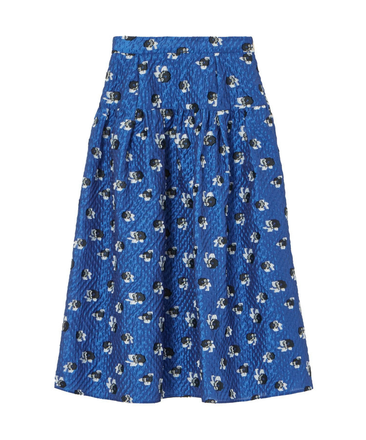 ANAYI 【セットアップ対応商品】フラワージャガードタックギャザー スカート blue (61)