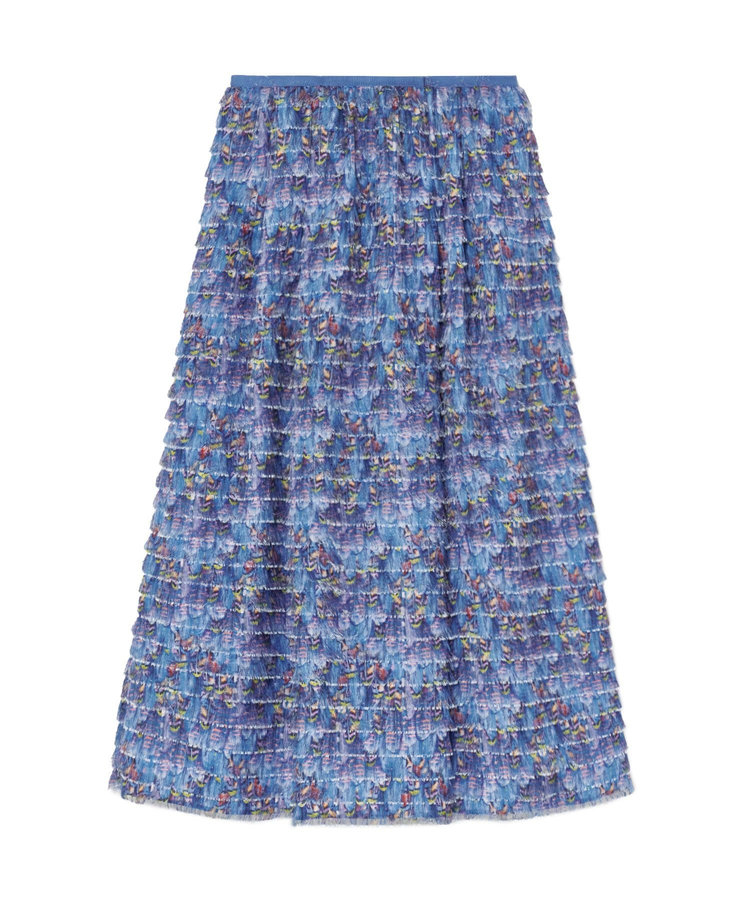 【セットアップ対応商品】フランジャプリントタックギャザー スカート, light blue (62), 34